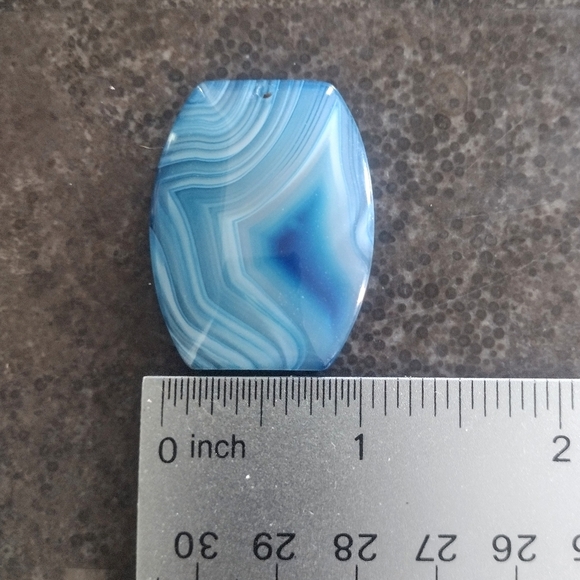 Blue And White Square Agate Pendant Gemstone - Picture 3 of 4